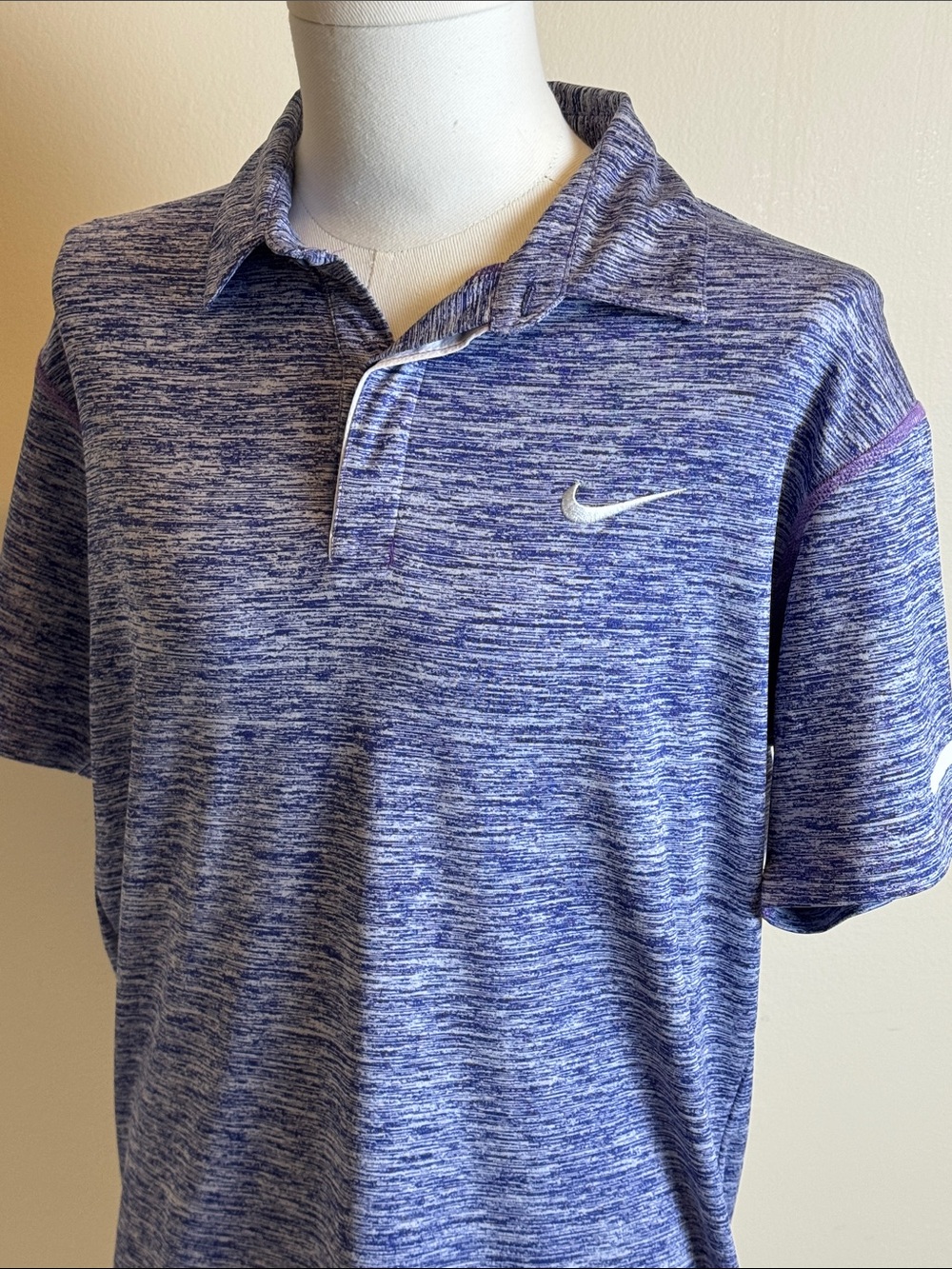 Nike Men’s XL Heather Blue Performance Polo with Swoosh DRI-FIT